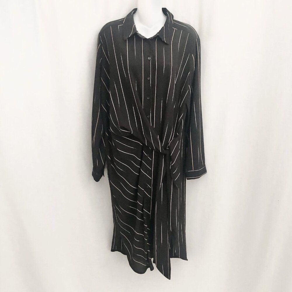 Ronen Chen Midi Dress Oversized Black Stripe Size #3 - USA 12